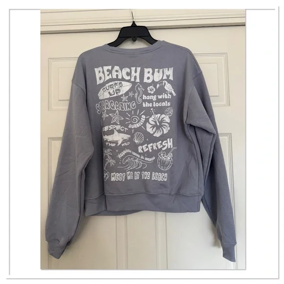 Modern Lux Women’s Beach Bum Blue Graphic Sweatshirt - Picture 3 of 4